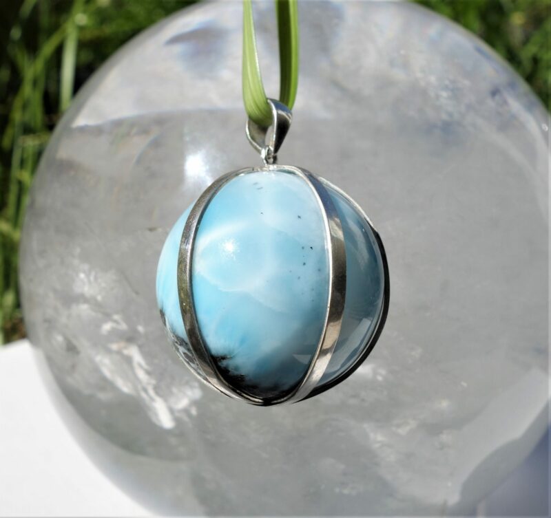 Larimar Sphere, Set in Stirling Silver