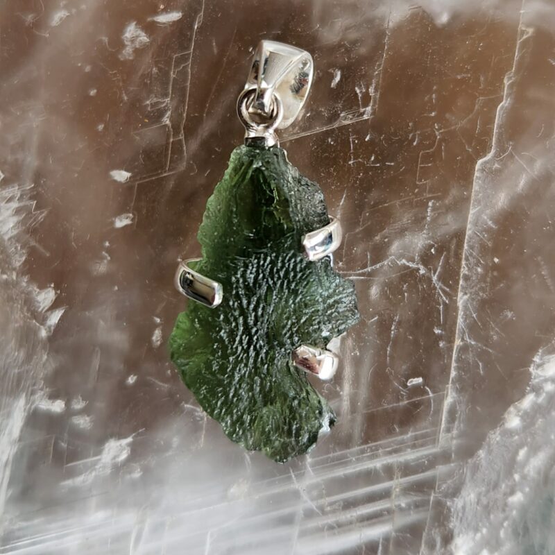 Moldavite pendant, set in 925 silver