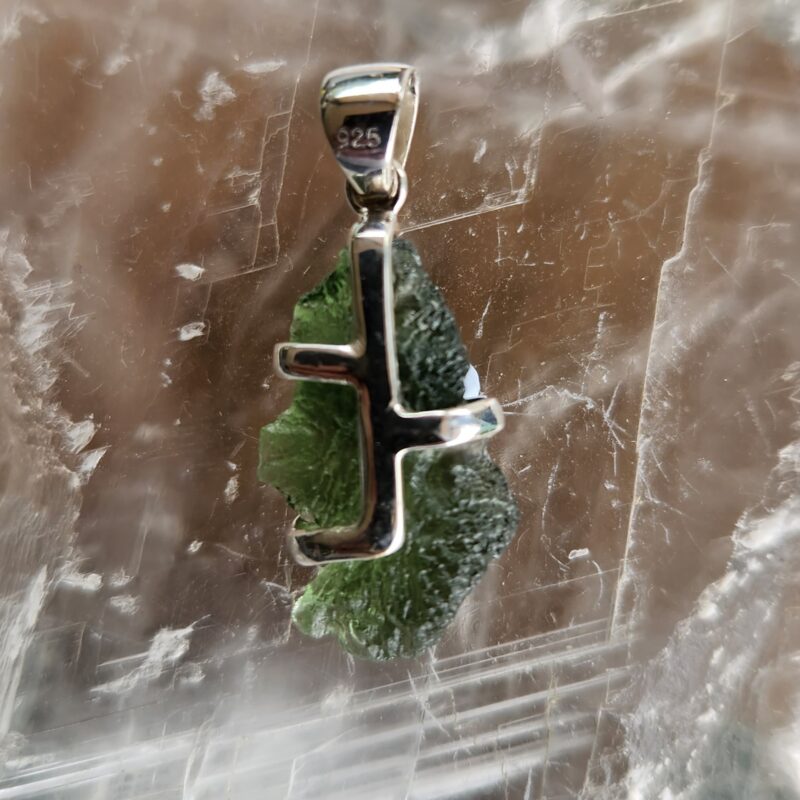 Moldavite pendant, set in 925 silver