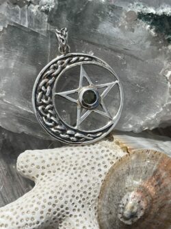 moldavite celtic pentacle 925 silver pendant
