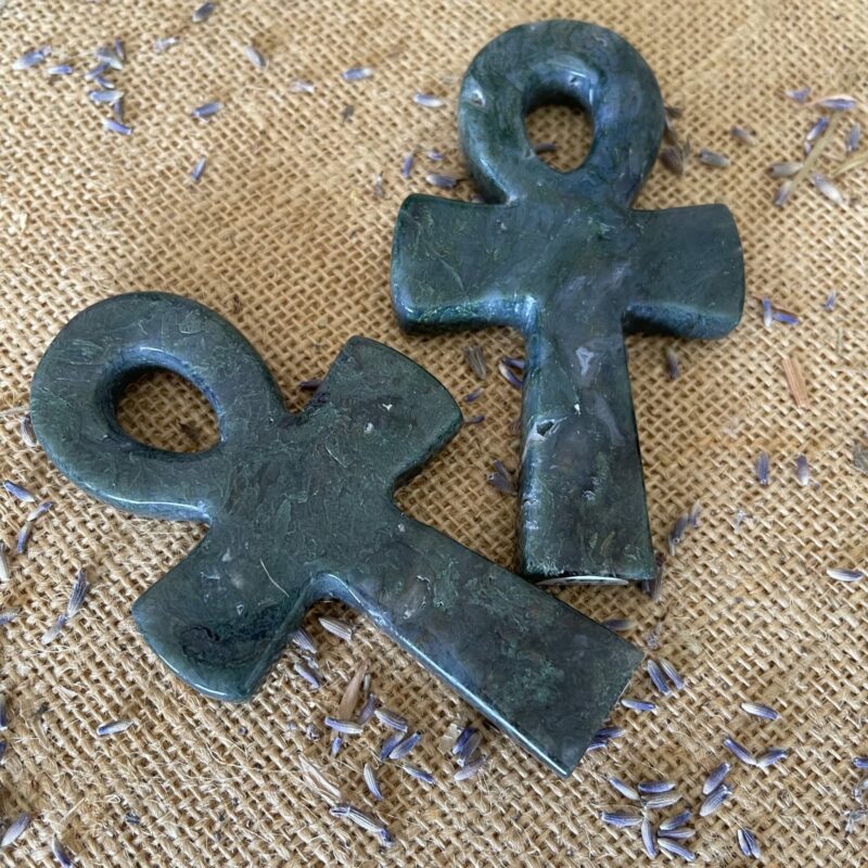 moss agate carved ankh