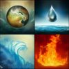 4 elements fire, earth, water, air , ether