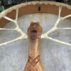 shamanic air pump drum with lion carved handle and goat skin. thecrystalcave.com.au