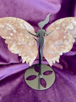 Cherry Blossom Agate Fairy with Wings on Stand