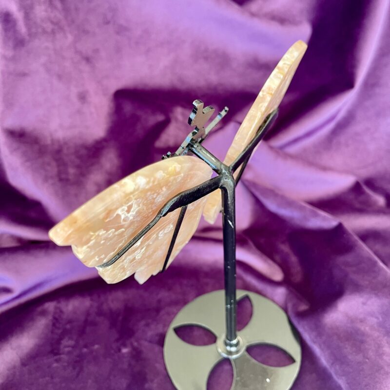 Cherry Blossom Agate Fairy with Wings on Stand