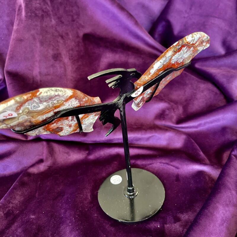 Mexican Agate Dragon with Wings on Stand