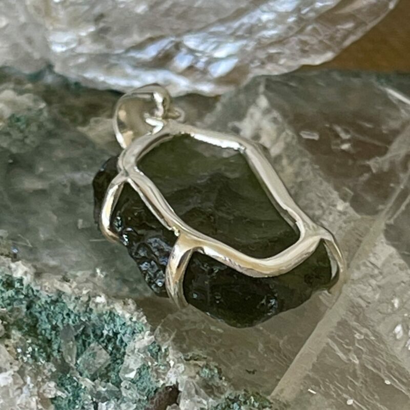 moldavite pendant moldavite silver pendant