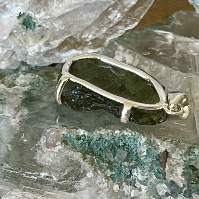 moldavite pendant moldavite silver pendant