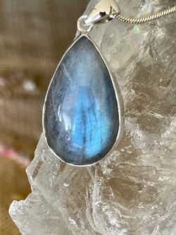 This is a beautiful Labradorite cabochon pendant in Stirling silver. thecrystalcave.com.au