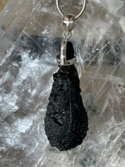 Beautiful Tektite pendant set in sterling silver teardrop shape