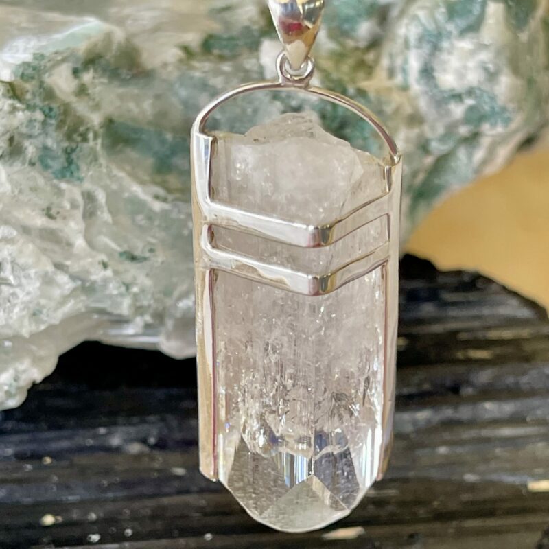 This is Soft Pink Danburite in 925 sterling silver pendant thecrystalcave.com.au