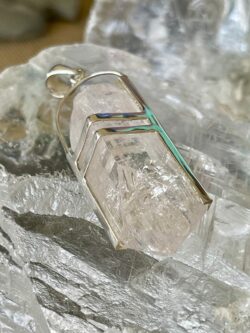 beautiufl soft pink danburite silver pendant thecrystalcave.com.au
