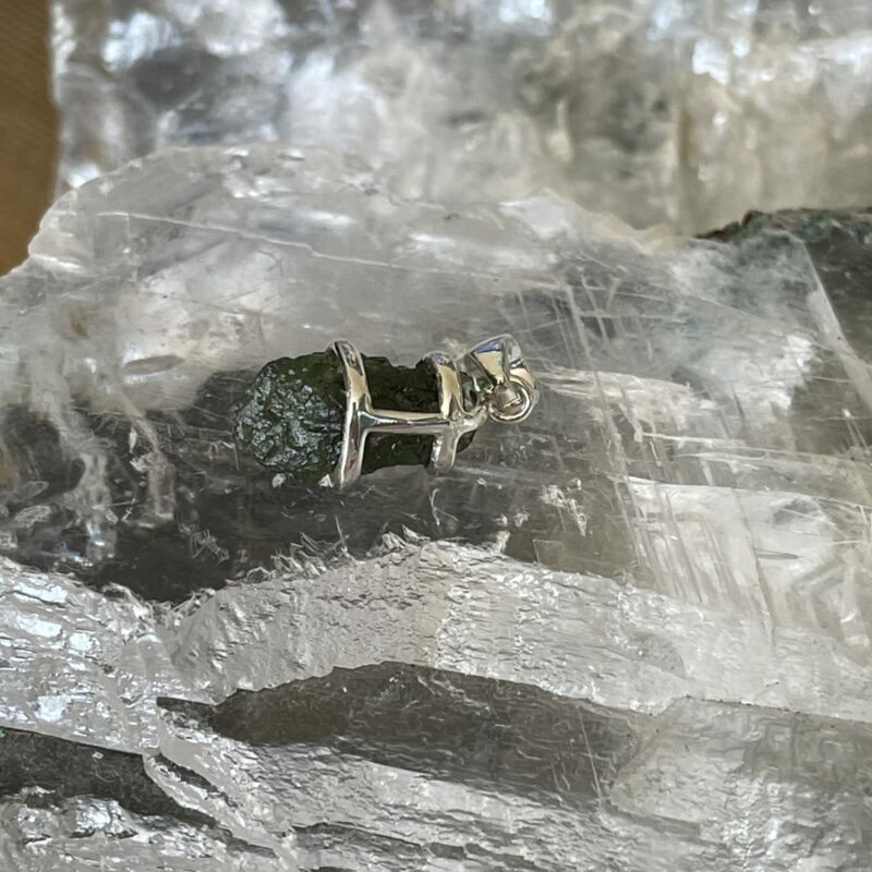 this is magnificent moldavite with silver pendant thecrystalcave.com.au