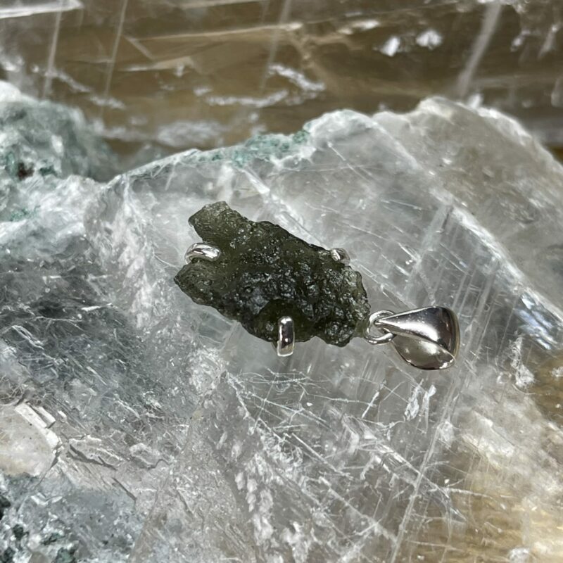 This is magnificent moldavite pendant set in 927 stirling silver thecrysalcave.com.au
