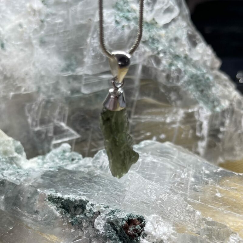 This is magnificent moldavite pendant set in 927 stirling silver thecrysalcave.com.au