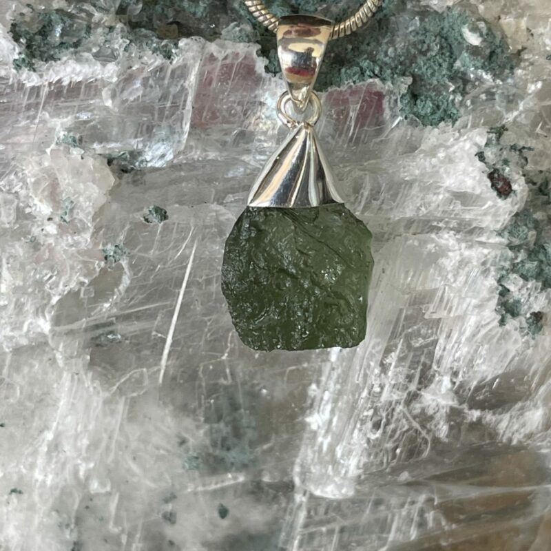 This is magnificent moldavite in silver pendant