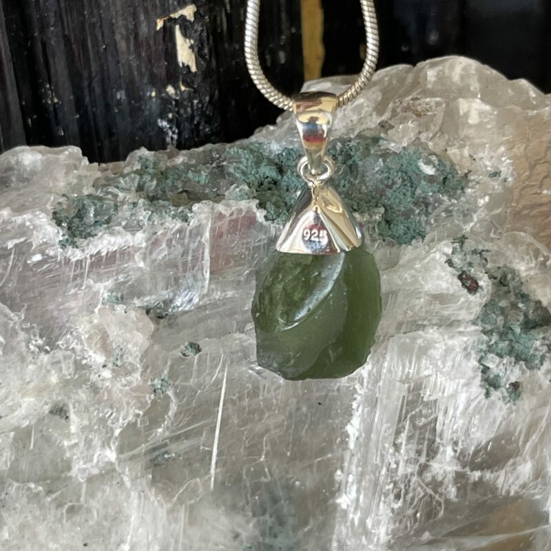 This is magnificent moldavite in silver pendant