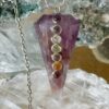 Amethyst with Chakra Stones Pendulum thecrystalcave.com.au