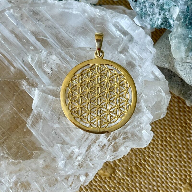Flower of life 925 silver with gold plated pendant