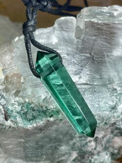 Beautiful Green Siberian Double Terminated Pendant on cord