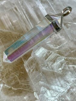 This is beautiufl Angel Aura double terminated silver pendant thecrystalcave.com.au