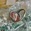 This is a rear view of a Rhodochrosite ring, oval cut cabochons set in 925 stirling silver. thecrystalcave.com.au