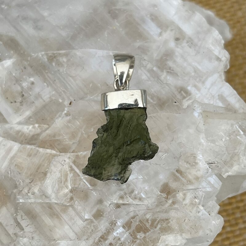 This is a moldavite pendant set in 925 stirling silver. thecrystalcave.com.au