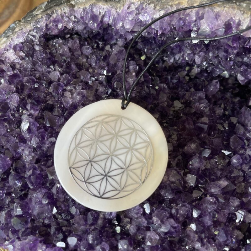 Mother of Pearl Flower of Life Pendant - Symbol of Universal Harmony