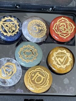7 Chakra Healing Stone Set with Golden Emblems