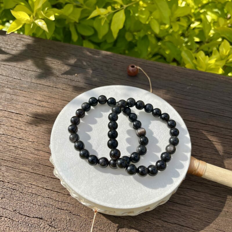 This is Silver Obsidian Bracelet of Protection and Insight