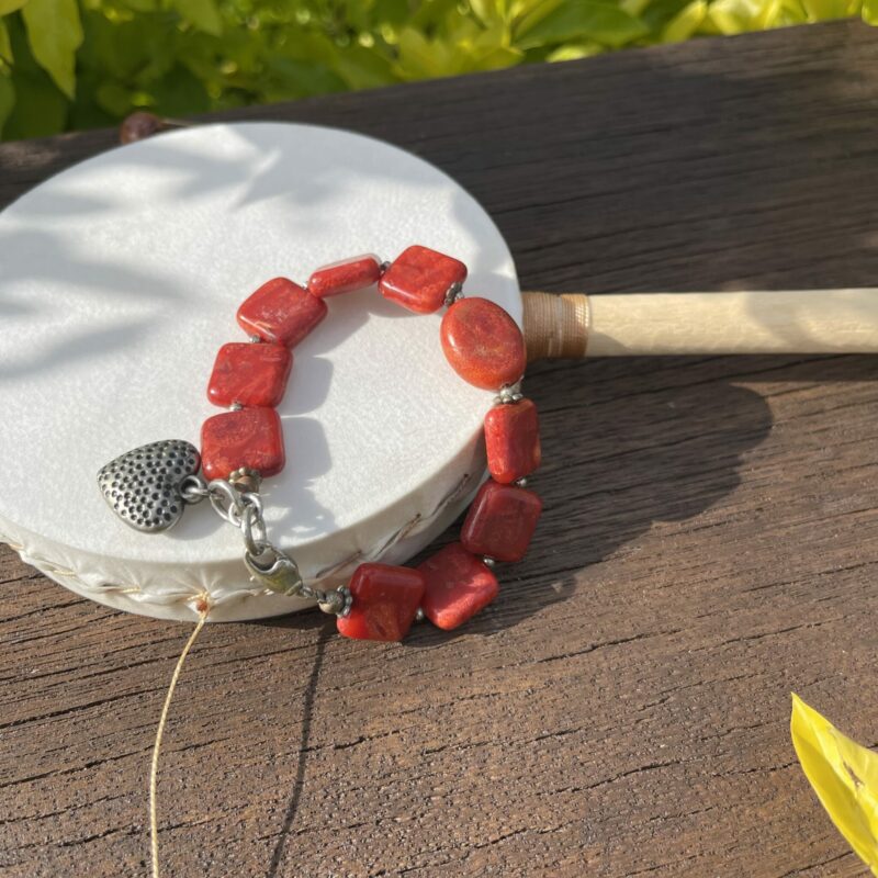 This is the Red Square Coral Bracelet of Vitality and Protection