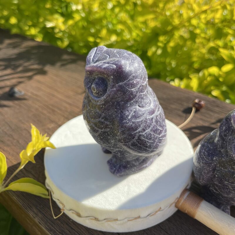 This is Beautiful Lepidolite Owl Carving