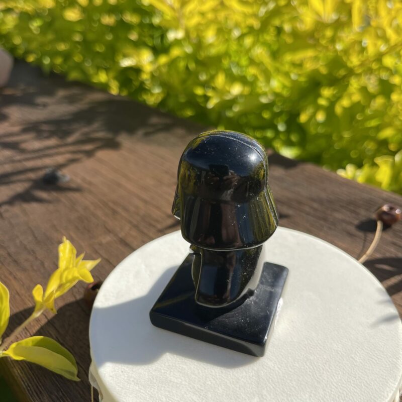 Cute Natural Black Obsidian Darth Vader Carving