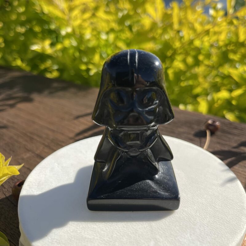 Cute Natural Black Obsidian Darth Vader Carving