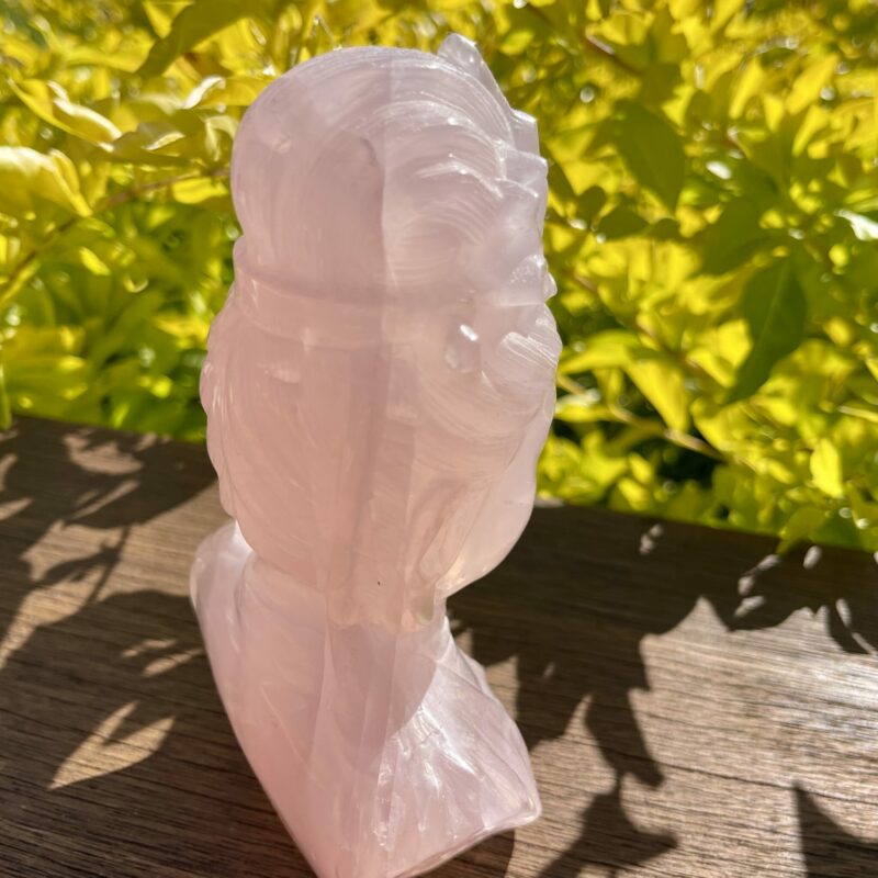This is Stunning Natural Rose Quartz GuanYin Carving