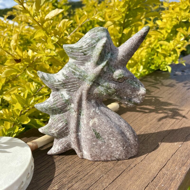 This is Magical Tourmaline Unicorn Carving
