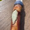 This is Sacred Power Ceremonial Talking Stick with twin clear quartz point, sphere, turquoise, amazonite, apatite, laspi lazuli and aquamarine crystals