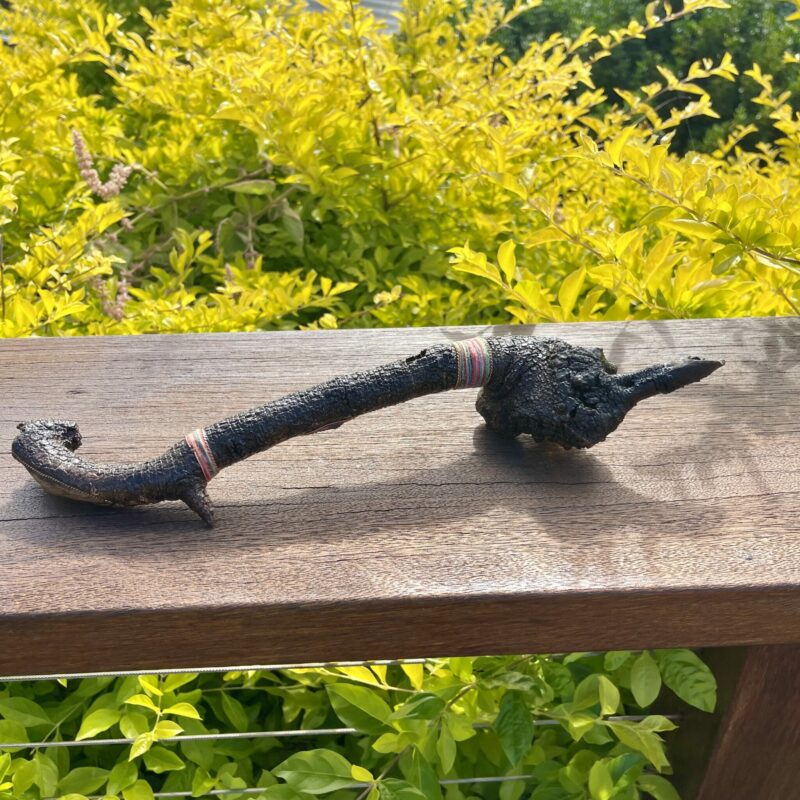 This is Magician Creed Talking Stick with rainbow hematite and mystical rainbow smokey sphere