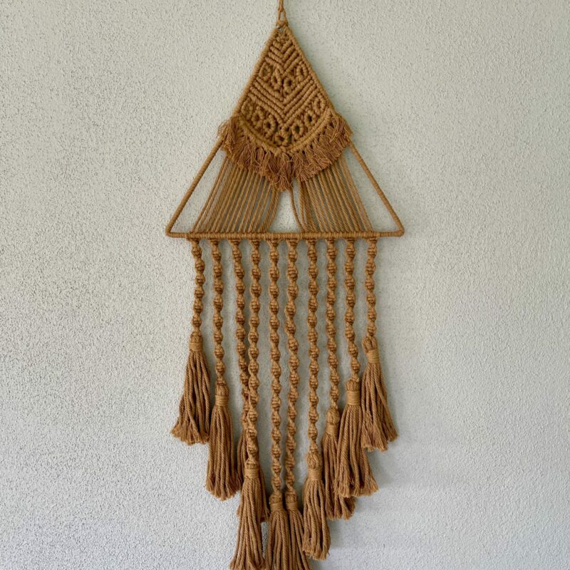 This is Brown Macrame Triangle Wall Hanging