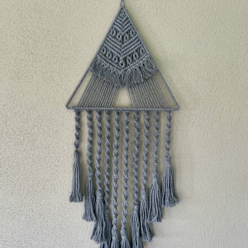 Silver Macrame Triangle Wall Hanging