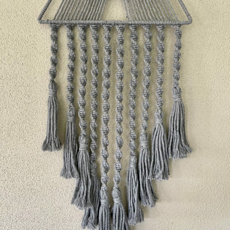 Silver Macrame Triangle Wall Hanging