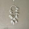 White with Blue and Wood Beads Dreamcatcher