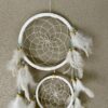 White with Blue and Wood Beads Dreamcatcher