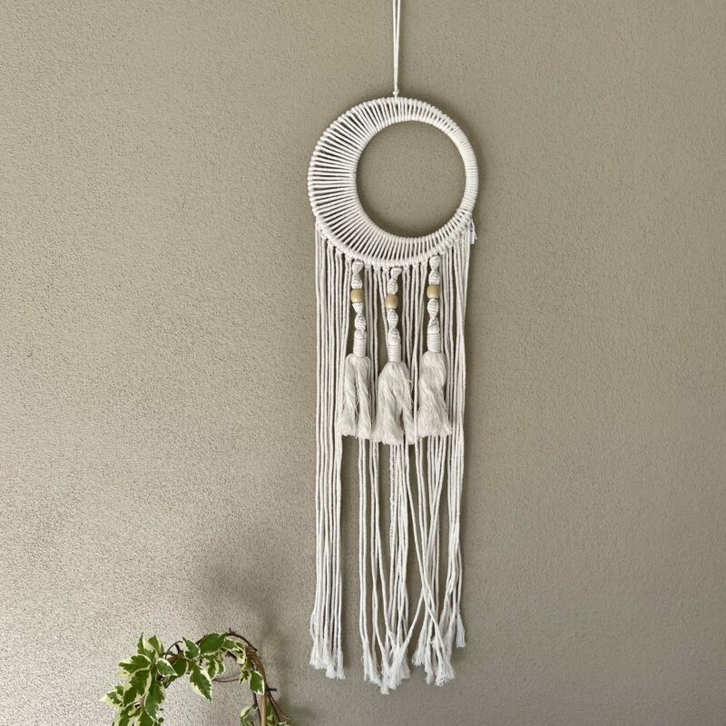 This is Crescent Moon Macrame Dream Catcher