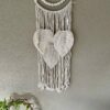 This is Double Circle Macrame Round Dream Catcher with silver crescent moon hanging in the centre