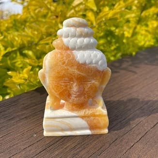 Two-Sided Orange Calcite Peaceful Buddha