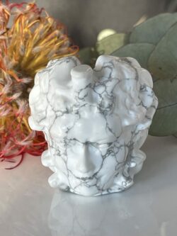 White Howlite Medusa Head Carving
