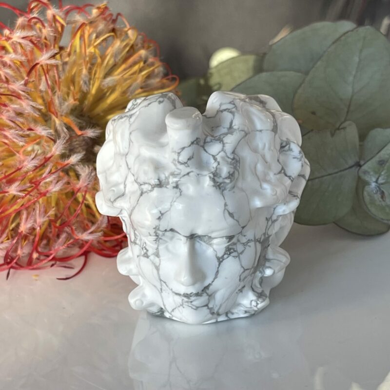 White Howlite Medusa Head Carving