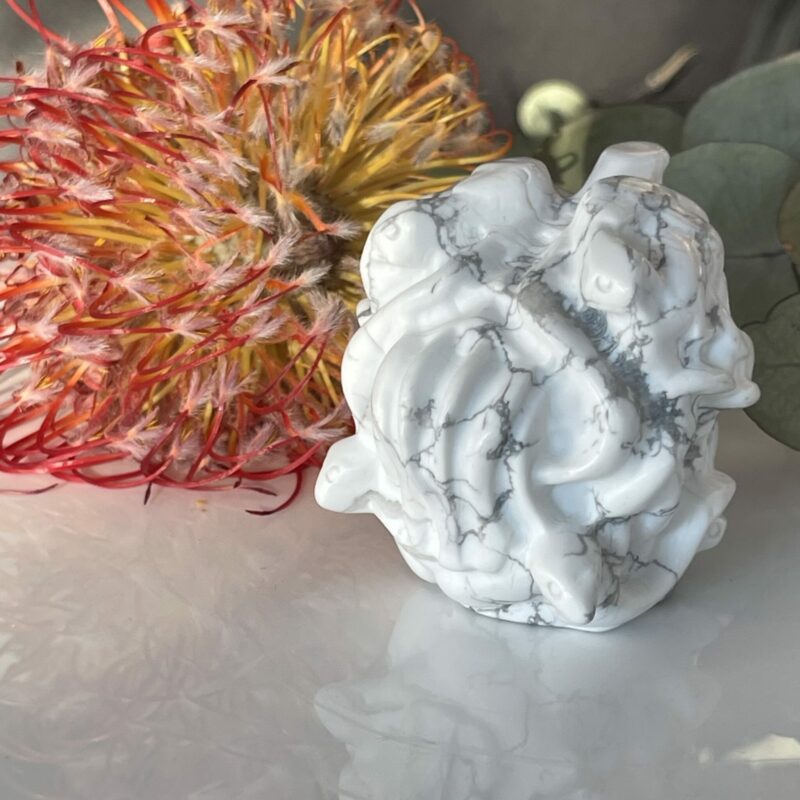 White Howlite Medusa Head Carving