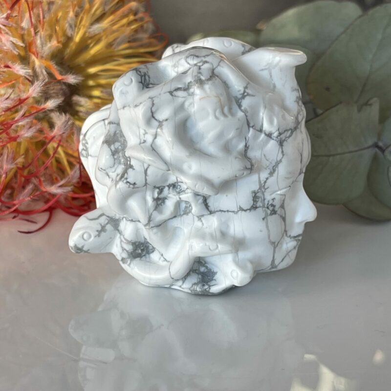 White Howlite Medusa Head Carving